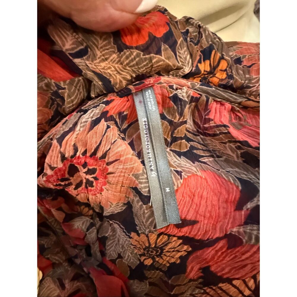 New Anthropologie women's medium Marais floral print chiffon tiered maxi dress S - Picture 5 of 5